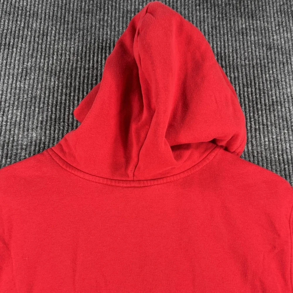 The North Face Hoodie Mens Medium Red‎ Logo Pullover Fleece Sweatshirt Kangaroo
